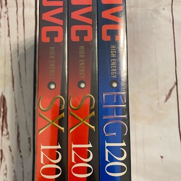 JVC VHS Blsnk Video Tapes (1) T-120 EHG, (2) T-120 SX, ( 3-Pack ) New Sealed - Picture 2 of 3